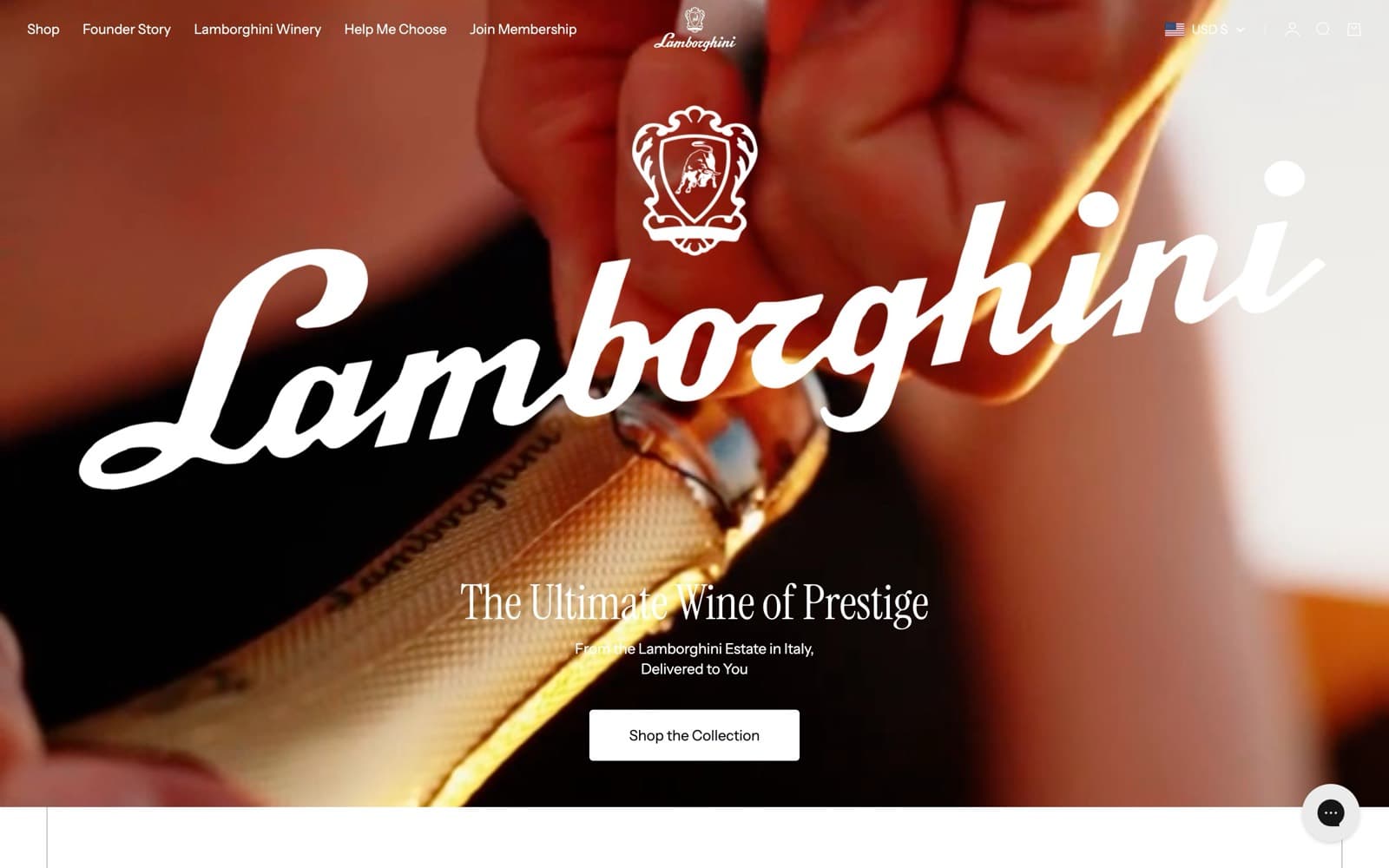Wine by Lamborghini website