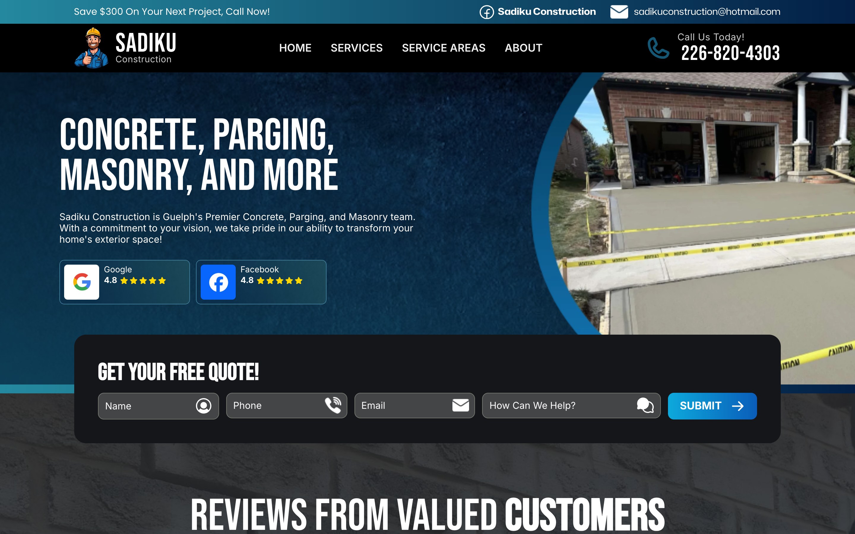 Sadiku Construction website