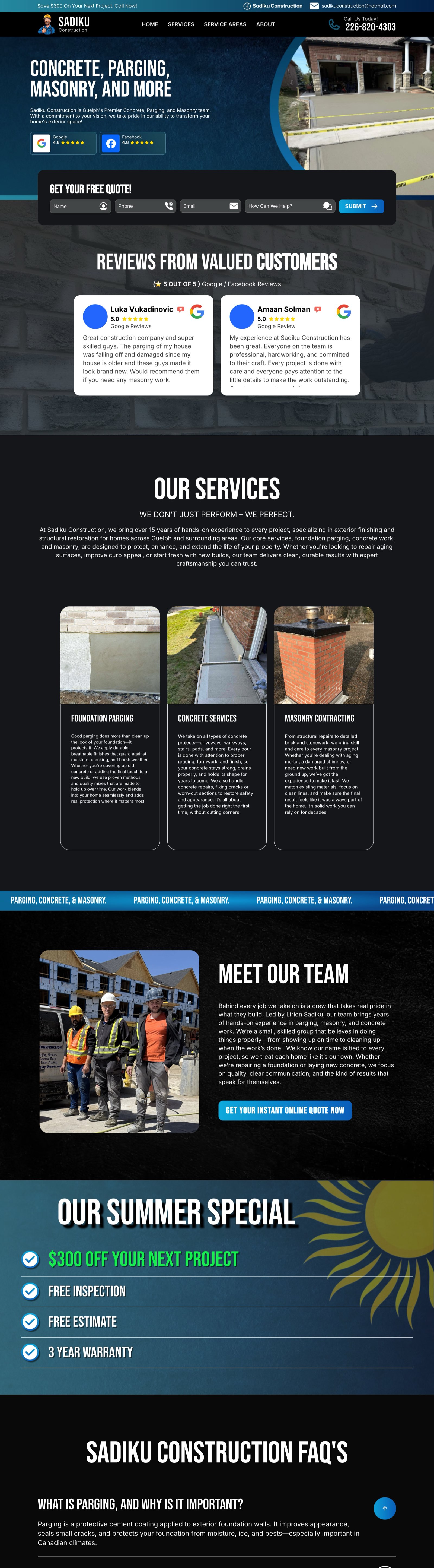 Sadiku Construction, full site